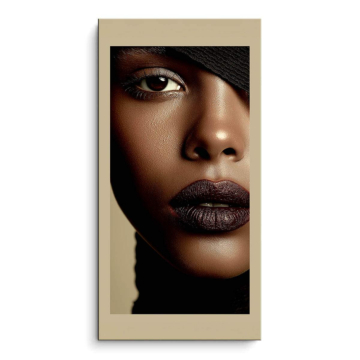 Retrato primer plano negro sombrero - cuadro PVC mate