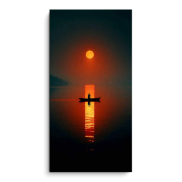 Orange Moon Boat Reflection PVC Matt Art