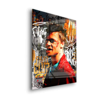 Retrato inspirado en Brad Pitt en Fight Club - cuadro en vidrio acrílico