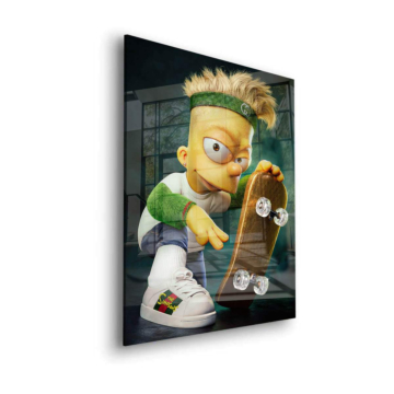 Skateboard inspirado en Bart Simpson - cuadro en vidrio acrílico