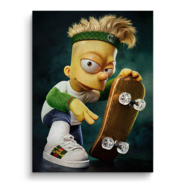 Bart Simpson Inspired Skateboard Canvas Art