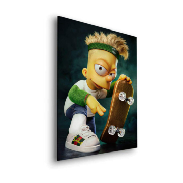 Skateboard inspirowany Bartem Simpsonem - obraz na dibondzie matowym
