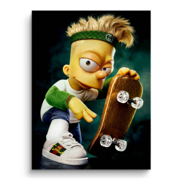 Skateboard inspirado en Bart Simpson - cuadro PVC mate