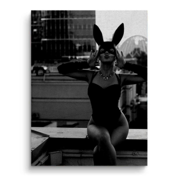 Black Bunny Suit Woman Canvas Art