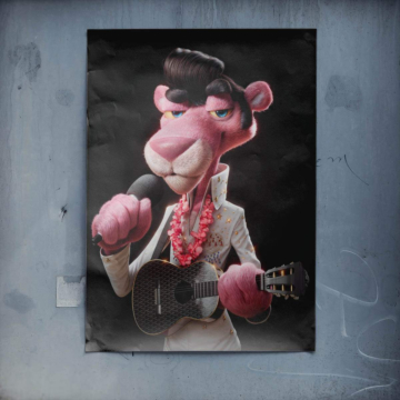 Gitara inspirowana Różową Panterą - plakat