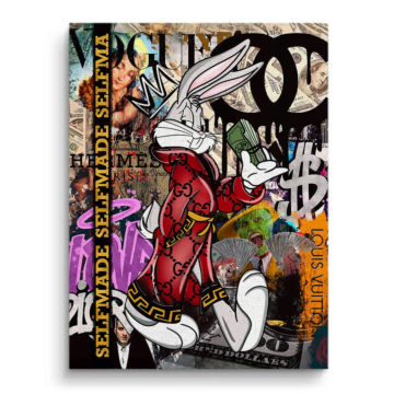 Bugs Bunny Inspired Money Graffiti Canvas Art