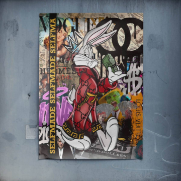 Graffiti z pieniędzmi inspirowane Bugsem Bunnym - plakat