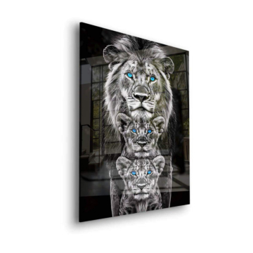Blue Eyed Lion Trio Acrylic Glass Art