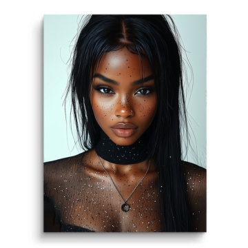 Glamorous Black Dress Portrait PVC Matt Art