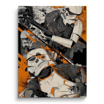 Stormtrooper Inspired Battle Collage Canvas Art