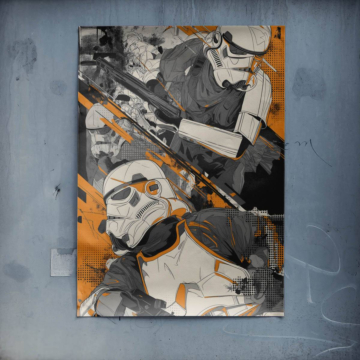 Collage de batalla inspirado en Stormtrooper - póster