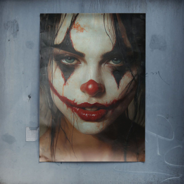 Retrato oscuro de mujer payaso - póster