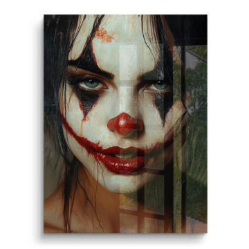 Dunkles Clown-Frauenporträt - PVC-Bild glänzend