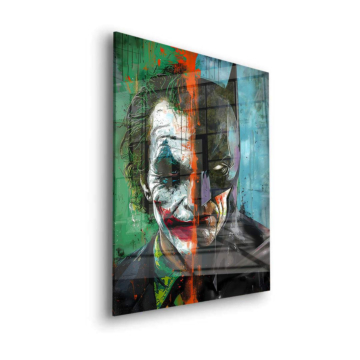 Portrait scindé inspiré de Joker Batman - tableau en verre acrylique
