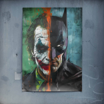 Retrato dividido inspirado en Joker Batman - póster