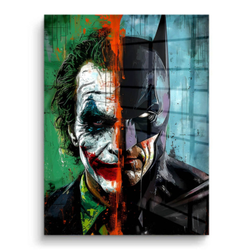 Geteiltes Porträt inspiriert von Joker und Batman - PVC-Bild glänzend