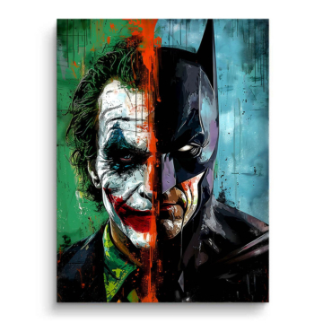 Portrait scindé inspiré de Joker Batman - tableau PVC mat