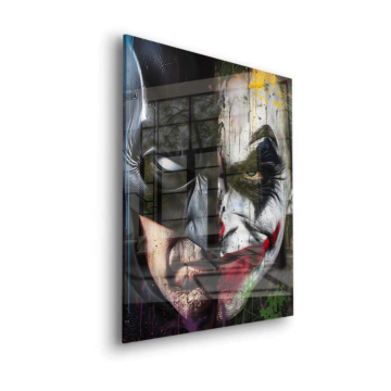 Dualité inspirée de Batman et Joker - tableau en verre acrylique