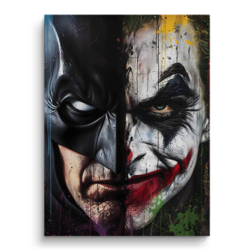 Dualité inspirée de Batman et Joker - tableau sur toile