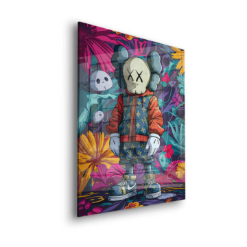 Floraler Totenkopf inspiriert von KAWS - Acrylglasbild