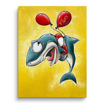 Shark Balloon Cartoon Canvas Art