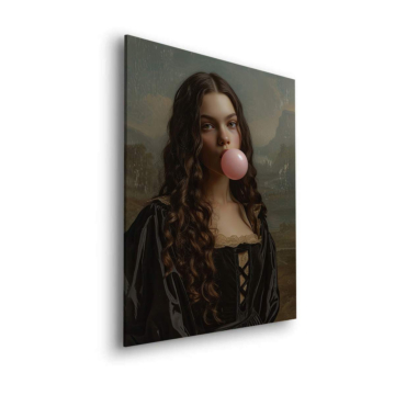 Portrait bubble-gum de Mona Lisa - tableau Dibond mat