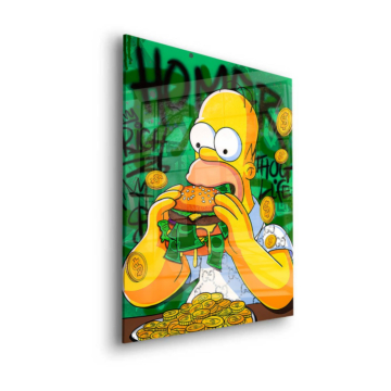 Greed inspirado en Homer Simpson - cuadro en vidrio acrílico