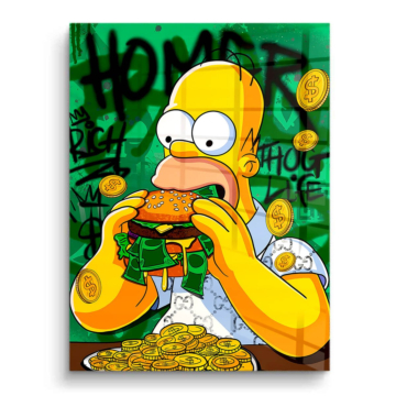 Greed inspiriert von Homer Simpson - PVC-Bild glänzend