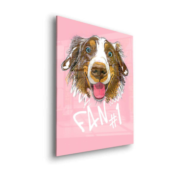 Glücklicher Hund als Fan - Acrylglasbild