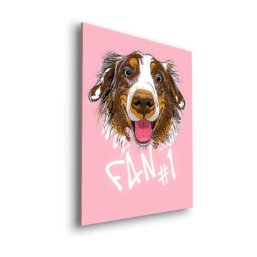 Glücklicher Hund als Fan - Dibond-Bild matt