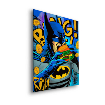 Burger pop inspiré de Batman - tableau Dibond mat