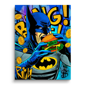 Burger pop inspiré de Batman - tableau PVC mat