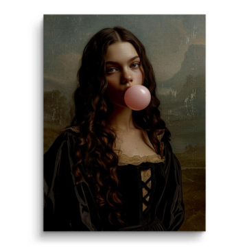 Portrait bubble-gum de Mona Lisa - tableau sur toile