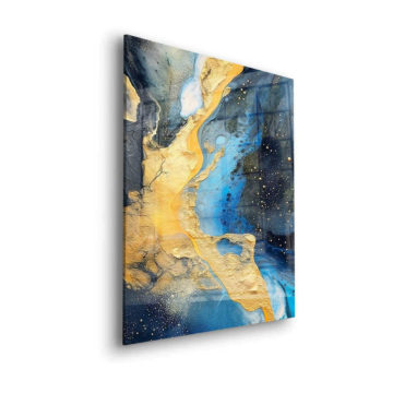 Bleu doré céleste rivers - tableau en verre acrylique