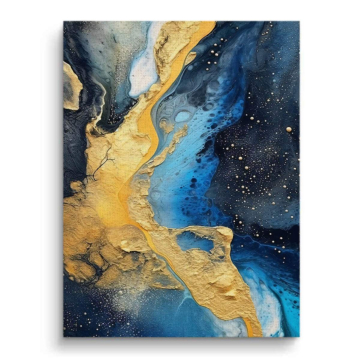 Blaue und goldene himmlische Flüsse - Leinwandbild