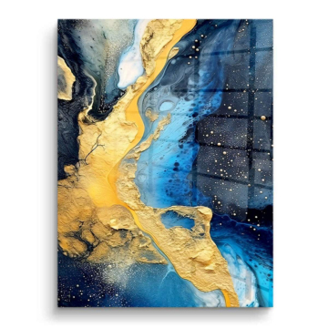 Bleu doré céleste rivers - tableau PVC brillant