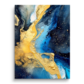 Bleu doré céleste rivers - tableau PVC mat