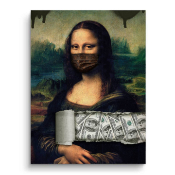 Mona Lisa Inspired Money Mask Canvas Art