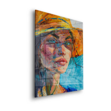 Retrato de mujer vivid pintado - cuadro en vidrio acrílico
