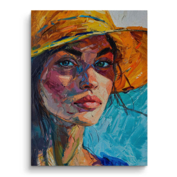 Portrait de femme peint aux couleurs vives - tableau sur toile