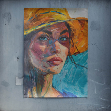 Wyrazisty malarski portret kobiety - plakat