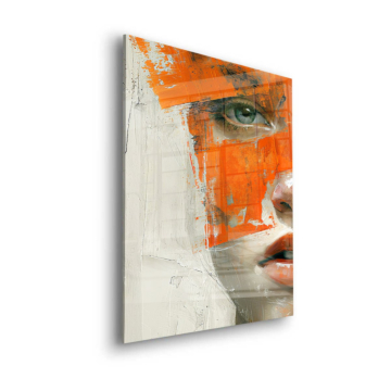 Orange Paint Face Acrylic Glass Art