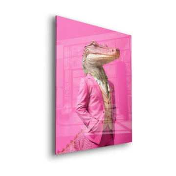 Dapper Dinosaur in Pink Suit Acrylic Glass Art