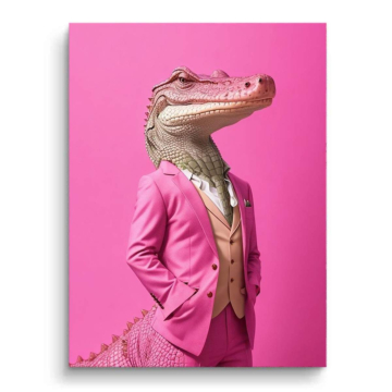 Eleganter Dinosaurier im pinken Anzug - PVC-Bild matt