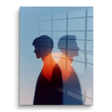 Doppelte Silhouette bei Sonnenuntergang - PVC-Bild glänzend