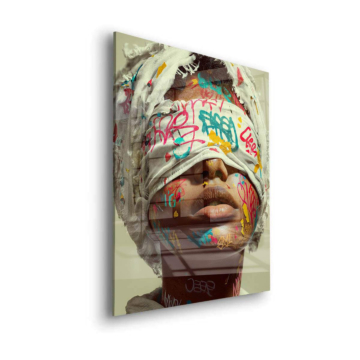 Graffiti Blindfold Portrait Acrylic Glass Art
