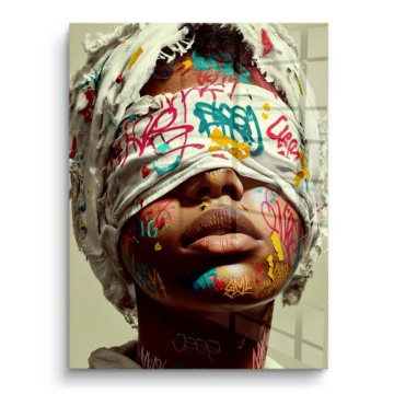 Graffiti Blindfold Porträt - PVC-Bild glänzend