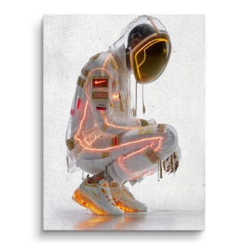 Futurystyczny neonowy astronauta - obraz na płótnie