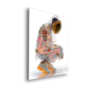 Futuristischer Neon-Astronaut - Dibond-Bild matt