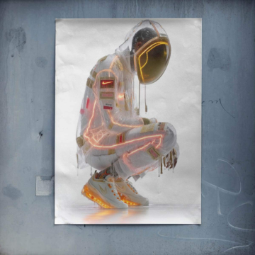 Futuriste néon astronaute - poster